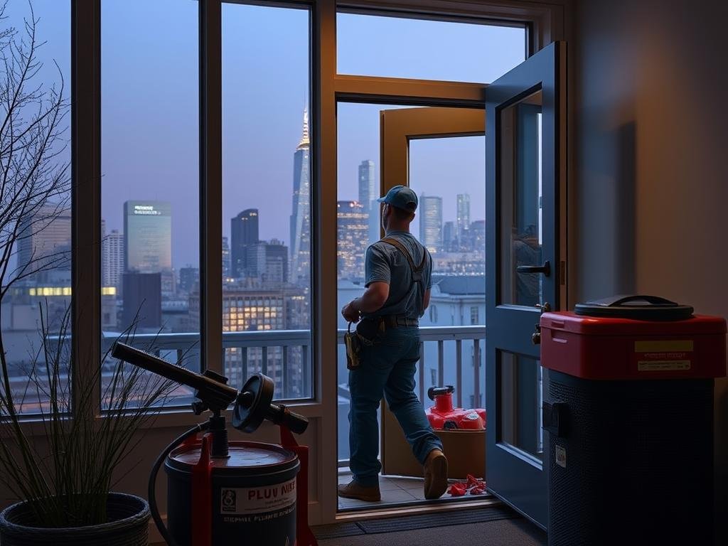 Emergency plumber in New York responding to a call