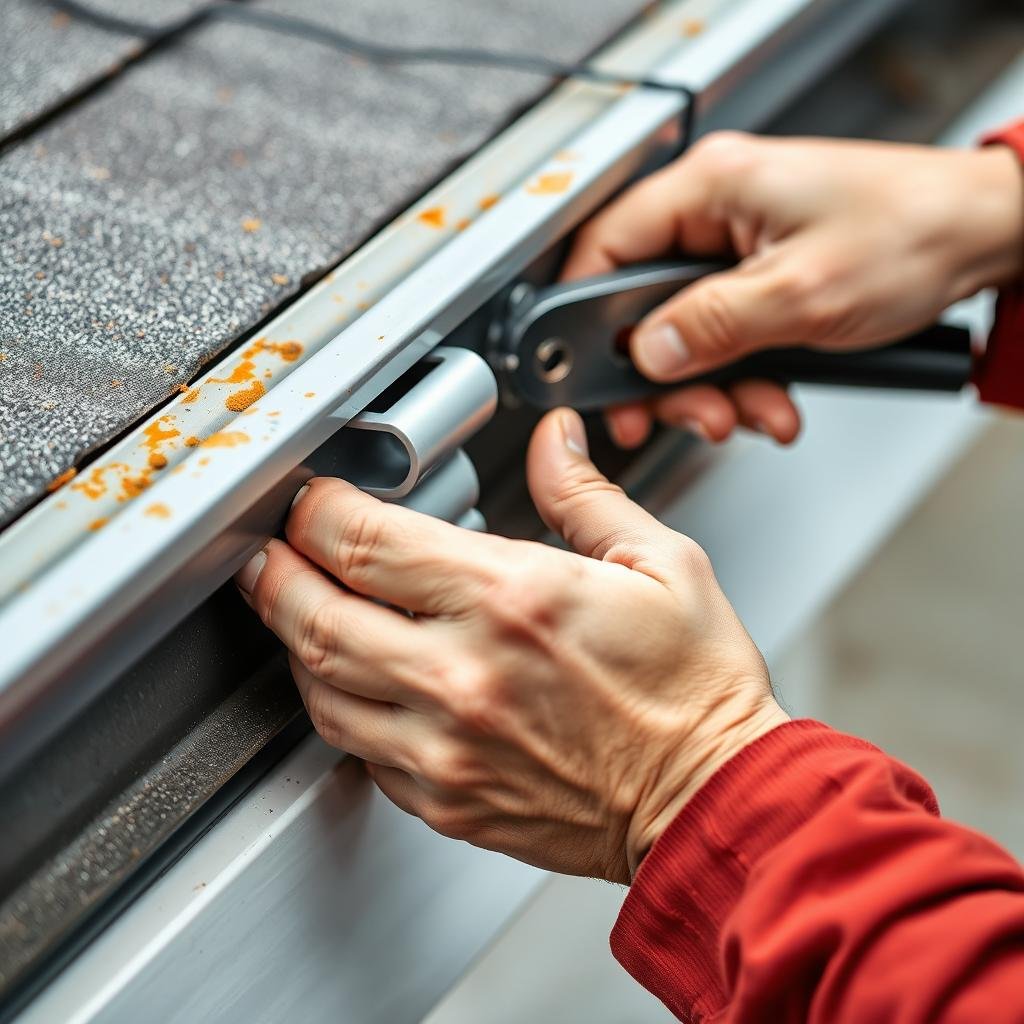 Gutter repair service fixing damaged section