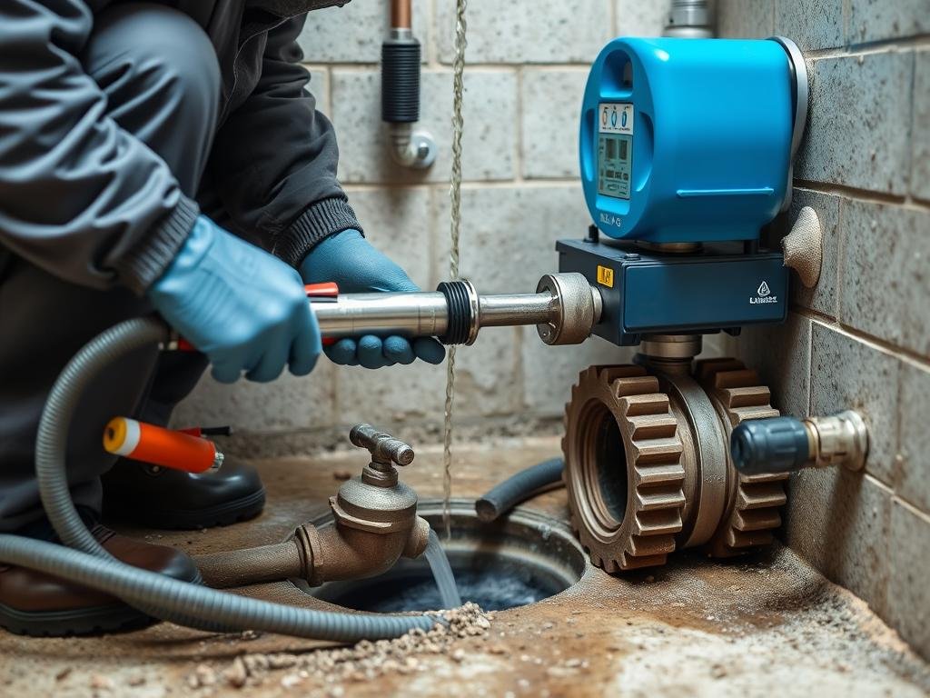 Plumber in New York performing drain cleaning service