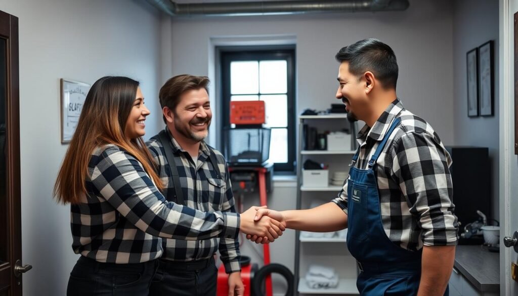 Satisfied customer with plumber in New York