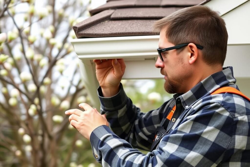 Spring gutter service inspection after winter weather